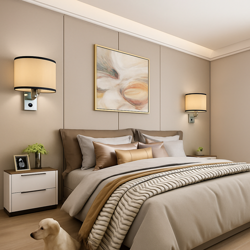 Applique murale Led avec abat-jour en tissu - vue 8 sur 12