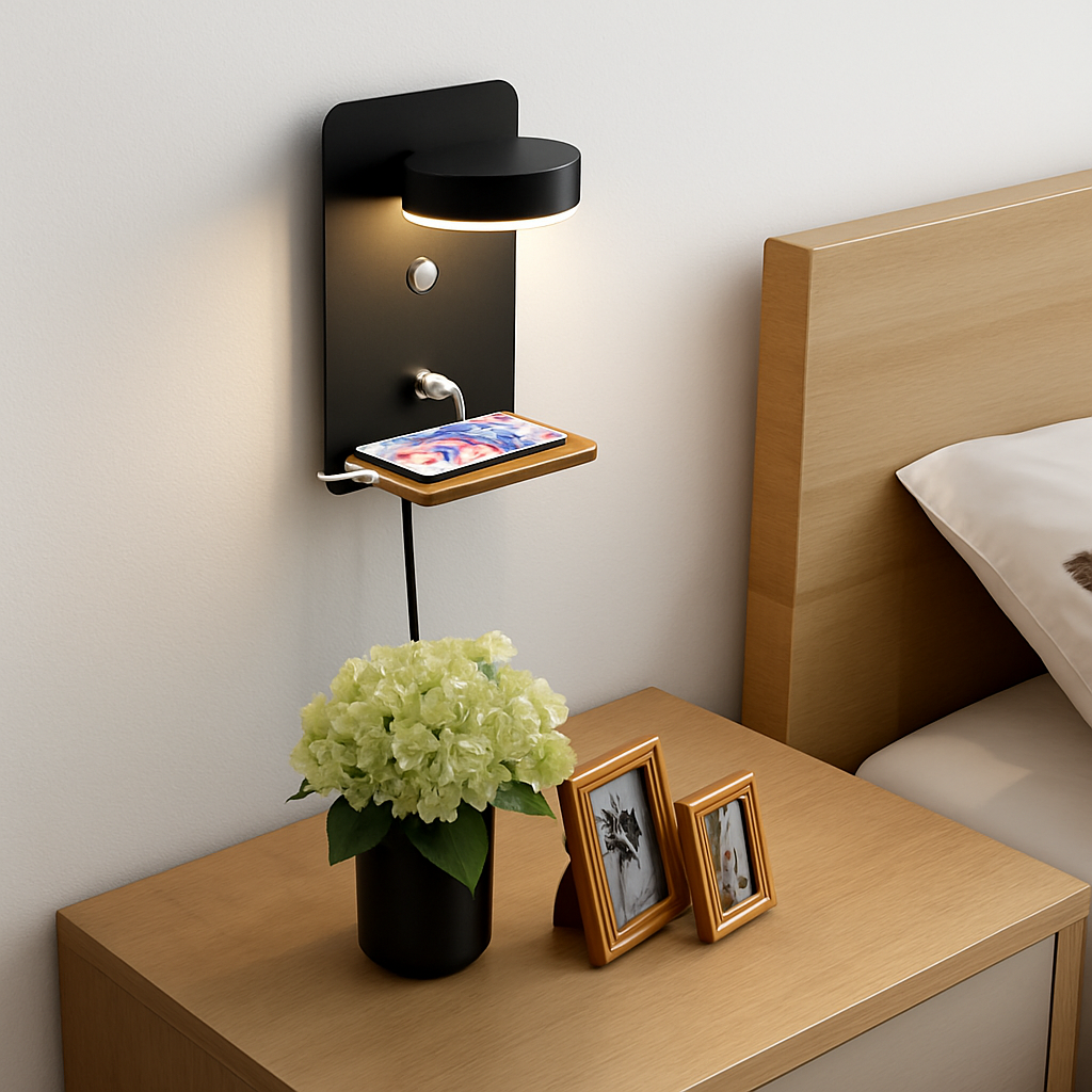 applique murale led avec chargeur usb et interrupteur décoratif - vue 6 sur 8