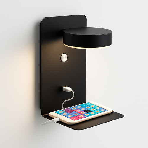 applique murale led avec chargeur usb et interrupteur décoratif - vue 9 sur 8
