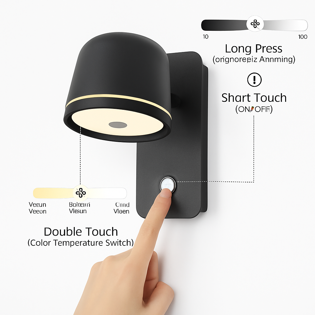 Applique murale LED avec variateur tactile et réglable Aisilan - vue 5 sur 8