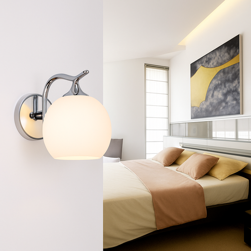 Applique murale LED chromé avec boule en verre Creative - vue 3 sur 5
