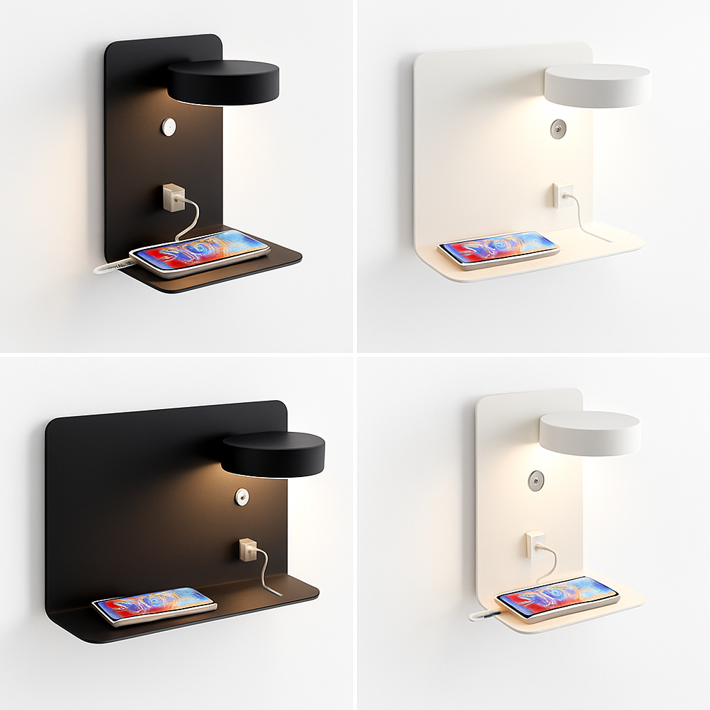 applique murale led décorative avec interrupteur et usb - vue 6 sur 15