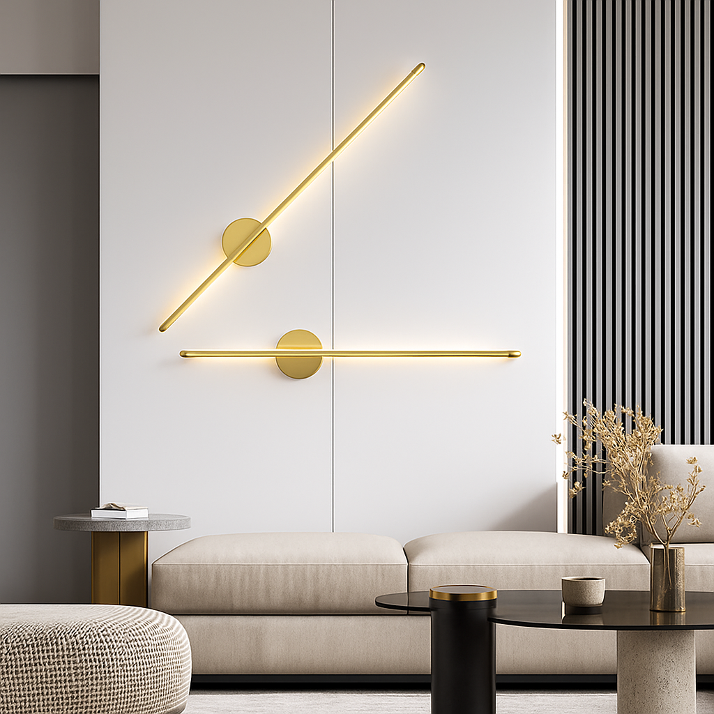 Applique murale LED d'intérieur en or et noir - vue 6 sur 23