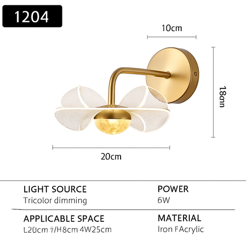 applique murale led de luxe en forme de fleur décorative - vue 8 sur 12