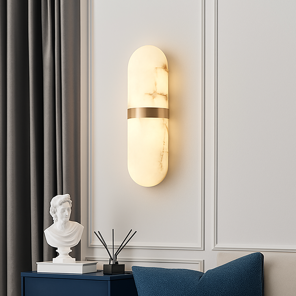 applique murale led demi-cylindre imitation marbre - vue 3 sur 8