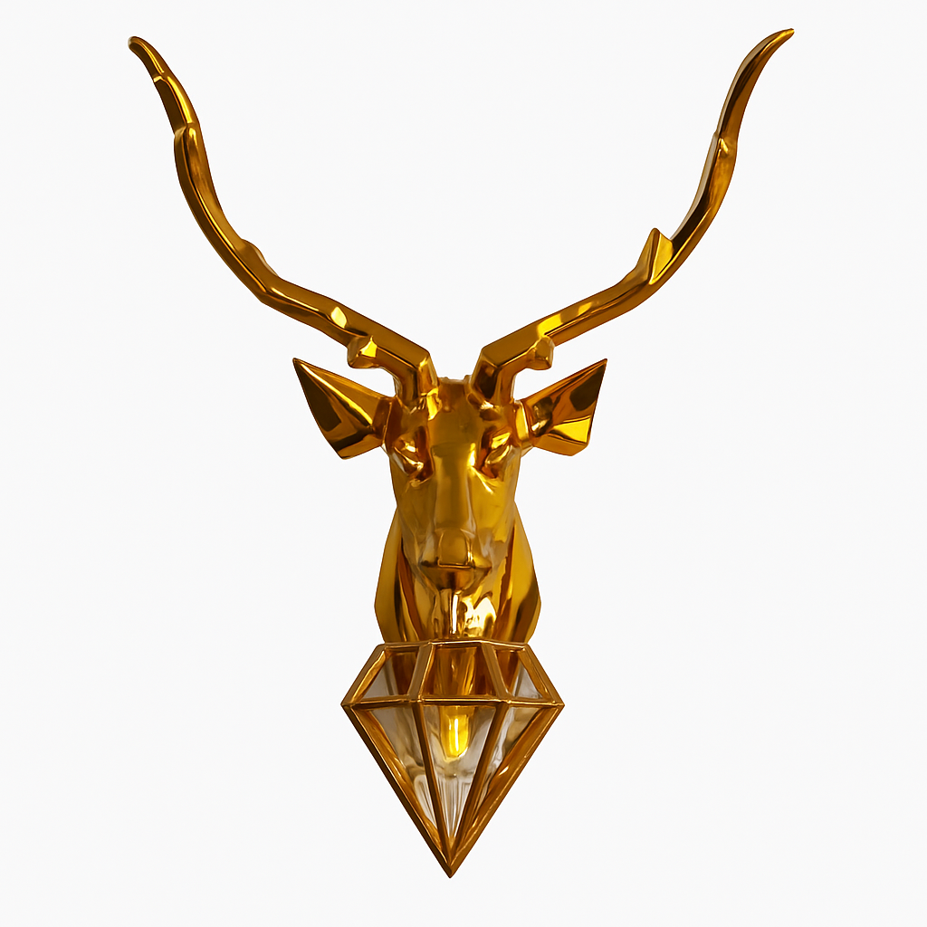 Applique murale LED design cerf (doré ou argenté) - vue 1 sur 7