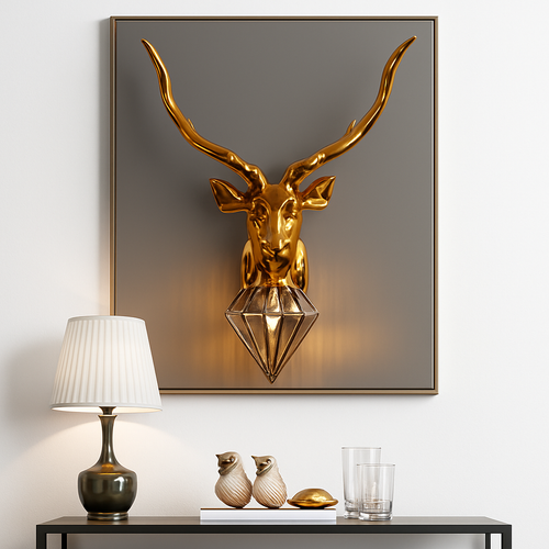 Applique murale LED design cerf (doré ou argenté) - vue 6 sur 7