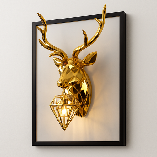 Applique murale LED design cerf (doré ou argenté) - vue 7 sur 7