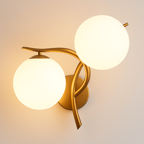 Applique murale LED design croisé avec boule de verre (noir ou doré) - vue 6 sur 8