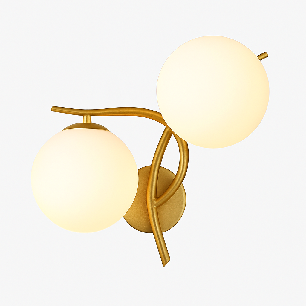 Applique murale LED design croisé avec boule de verre (noir ou doré) - vue 6 sur 8