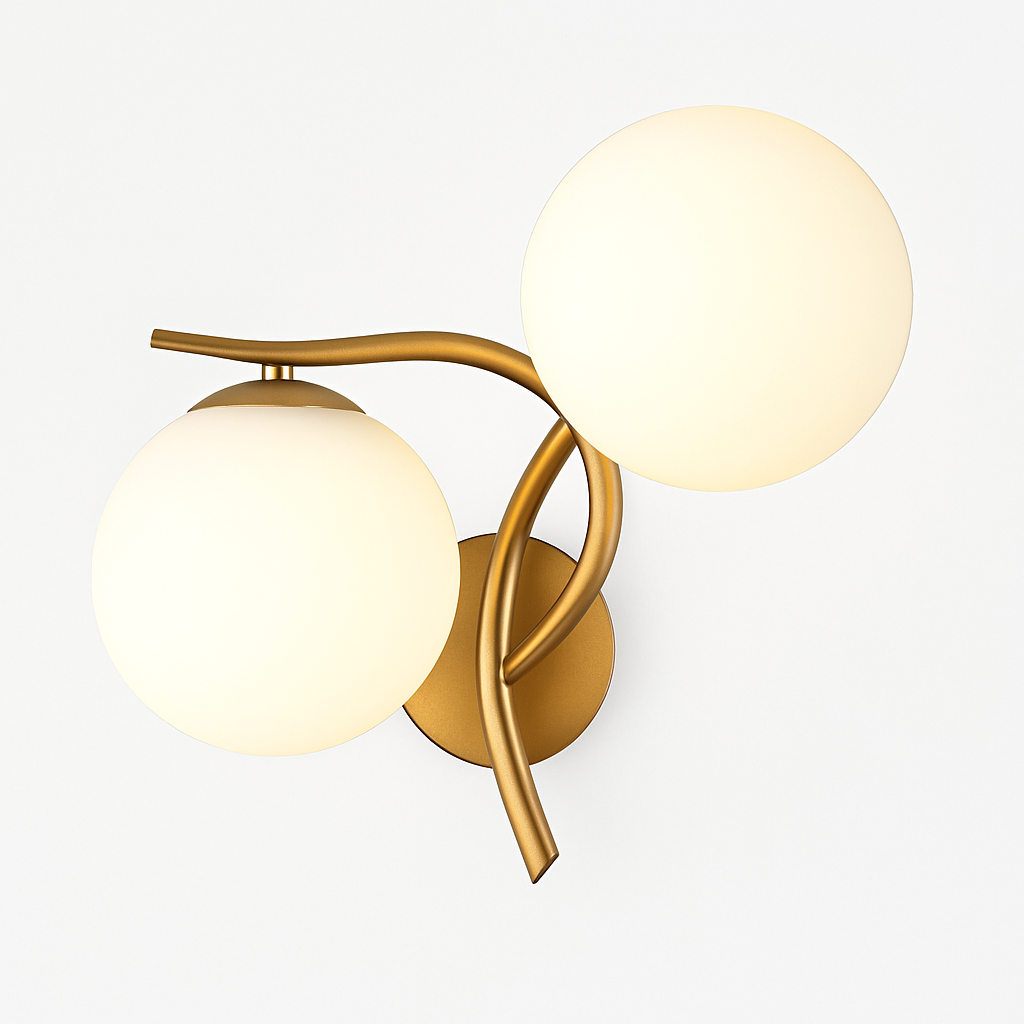 Applique murale LED design croisé avec boule de verre (noir ou doré) - vue 8 sur 8