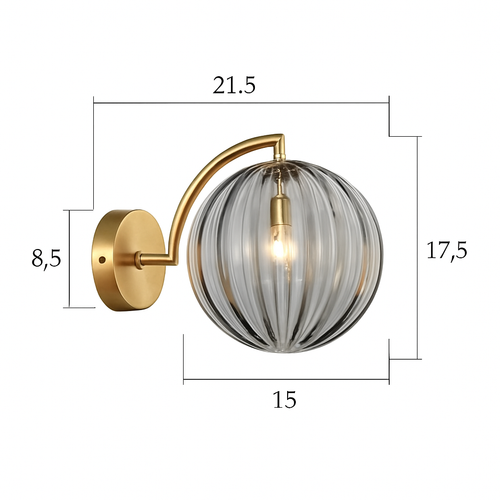 Applique murale LED doré avec boule en verre fumé Scone - vue 9 sur 9