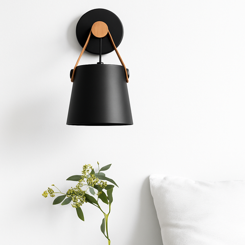 Applique murale LED en bois avec abat-jour suspendu - vue 3 sur 8