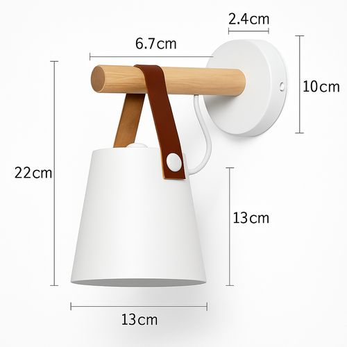 Applique murale LED en bois avec abat-jour suspendu - vue 8 sur 8