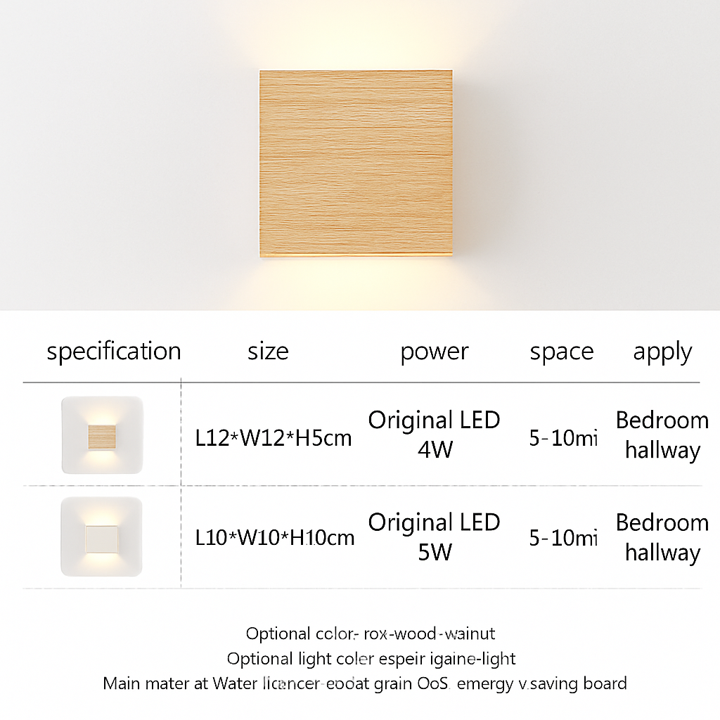 Applique murale Led en bois de couleur nordique - vue 4 sur 10