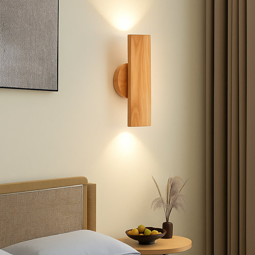 Applique murale LED en bois massif de Style nordique - vue 2 sur 8