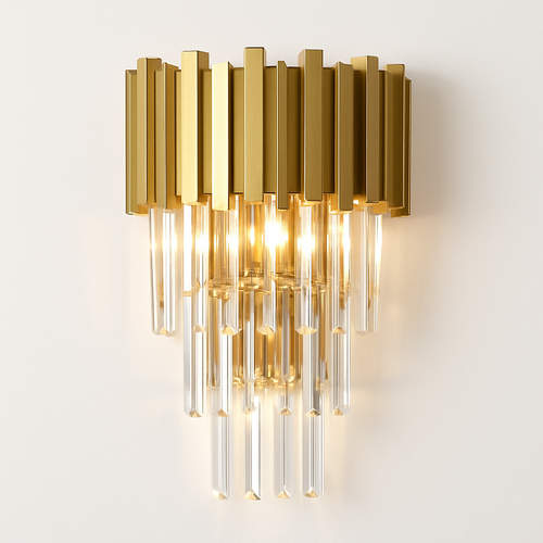 applique murale led en cristal doré design moderne pour décoration intérieure - vue 2 sur 9