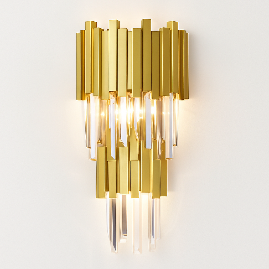 applique murale led en cristal doré design moderne pour décoration intérieure - vue 3 sur 9