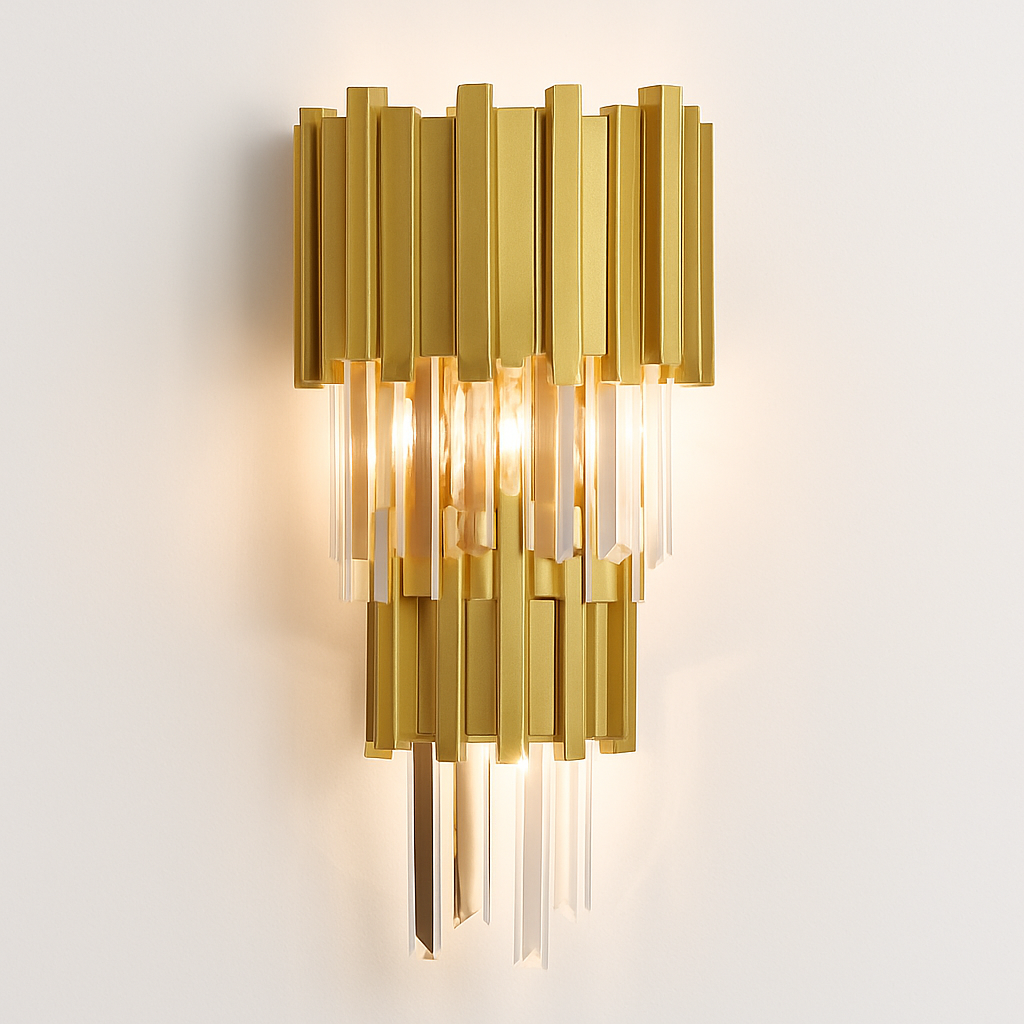 applique murale led en cristal doré design moderne pour décoration intérieure - vue 5 sur 9
