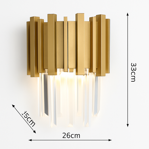 applique murale led en cristal doré design moderne pour décoration intérieure