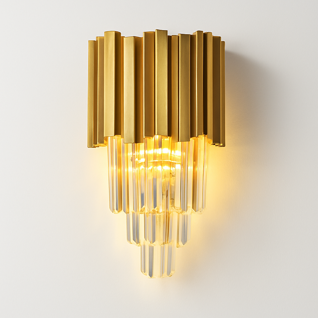 applique murale led en cristal doré design moderne pour décoration intérieure - vue 9 sur 9