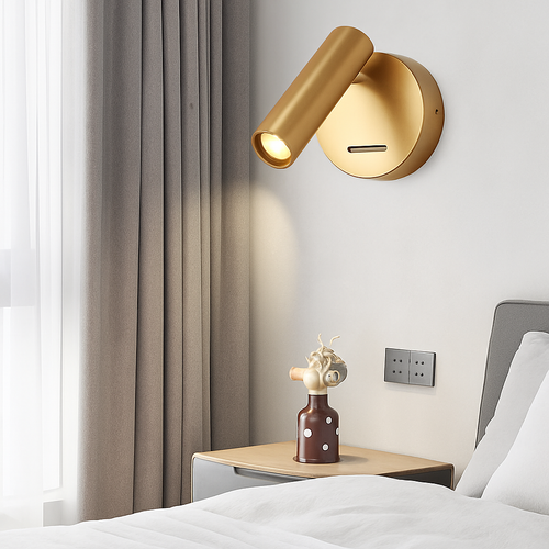 applique murale led en laiton avec interrupteur pour éclairage intérieur - vue 2 sur 9