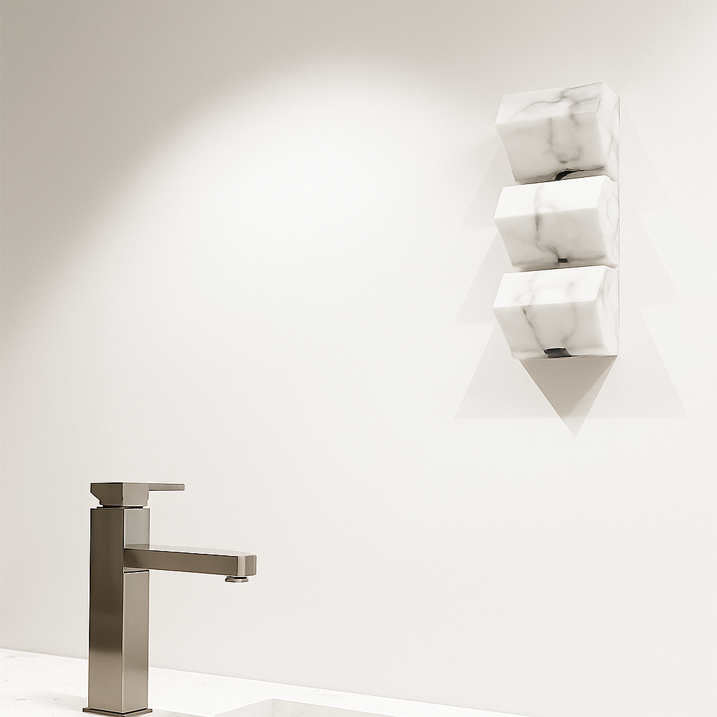 applique murale led en marbre naturel style artistique métal noir - vue 5 sur 9
