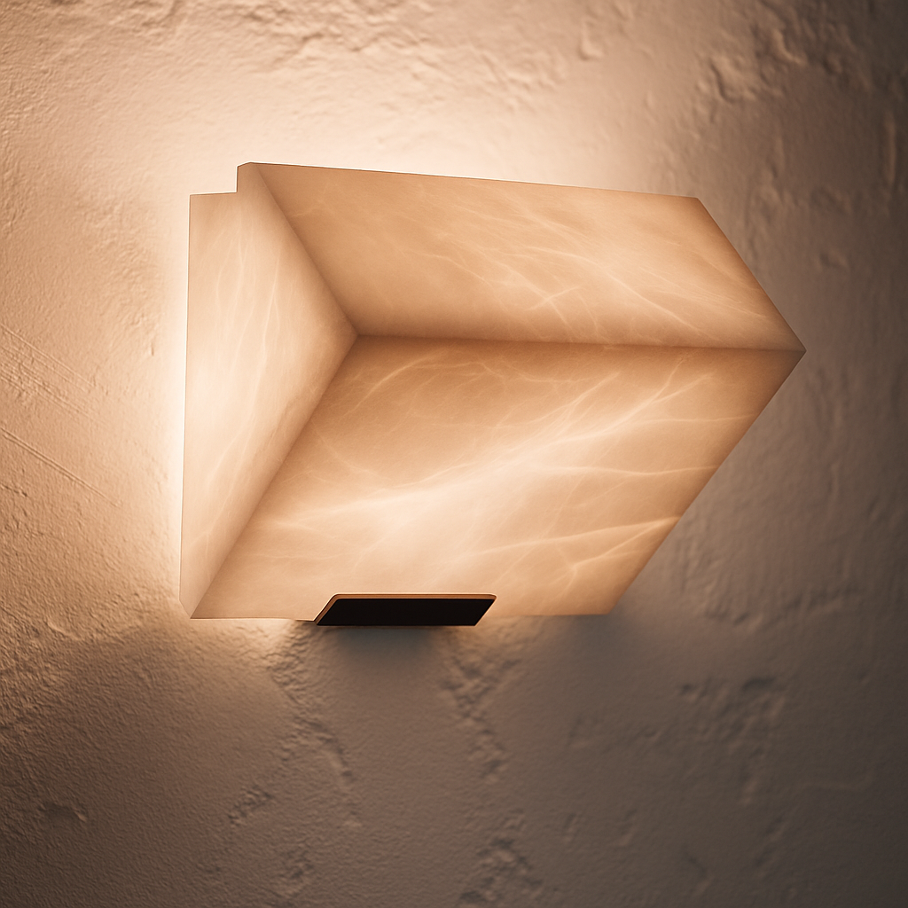 applique murale led en marbre naturel style artistique métal noir - vue 6 sur 9