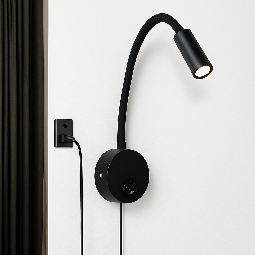applique murale led flexible à col de cygne avec cordon de prise - vue 3 sur 12