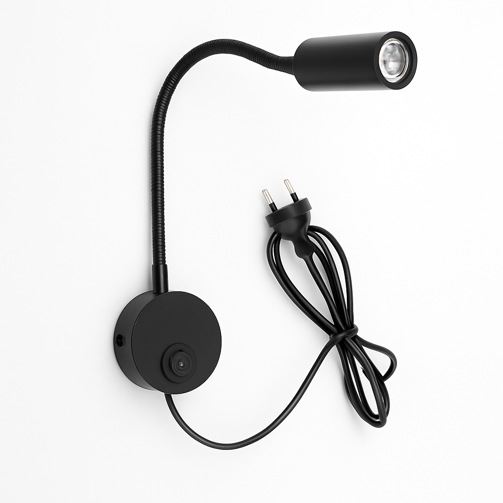 applique murale led flexible à col de cygne avec cordon de prise - vue 5 sur 12