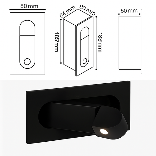 Applique murale LED intégrée nordique 3W - vue 4 sur 17