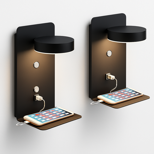 Applique murale LED lampe avec interrupteur et Port de chargement USB moderne 9W noir blanc allée chambre chevet Art éclairage décoration appliques murales - vue 3 sur 10