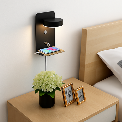 Applique murale LED lampe avec interrupteur et Port de chargement USB moderne 9W noir blanc allée chambre chevet Art éclairage décoration appliques murales - vue 5 sur 10