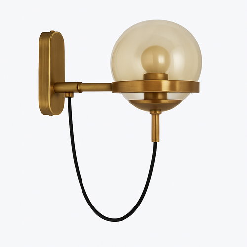 Applique murale LED métal et boule en verre - vue 2 sur 6