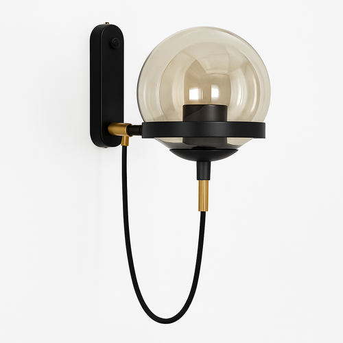 Applique murale LED métal et boule en verre - vue 5 sur 6