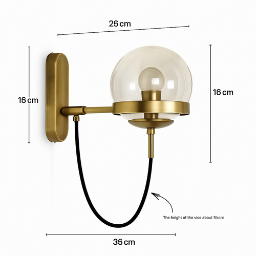 Applique murale LED métal et boule en verre - vue 6 sur 6