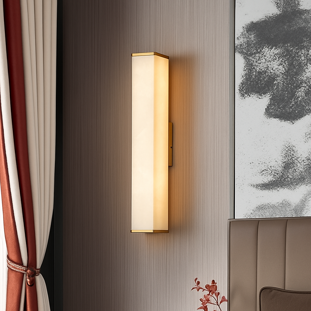 applique murale led marbre moderne en cuivre naturel - vue 3 sur 12