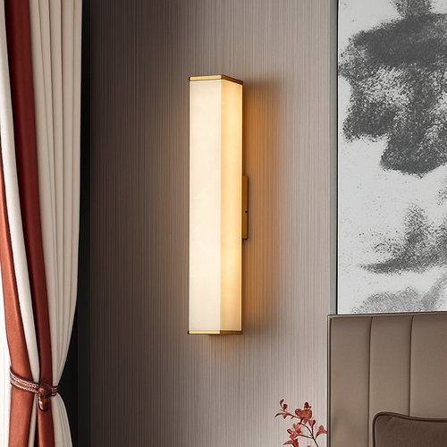 applique murale led marbre moderne en cuivre naturel - vue 3 sur 12