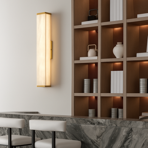 applique murale led marbre moderne en cuivre naturel - vue 4 sur 12