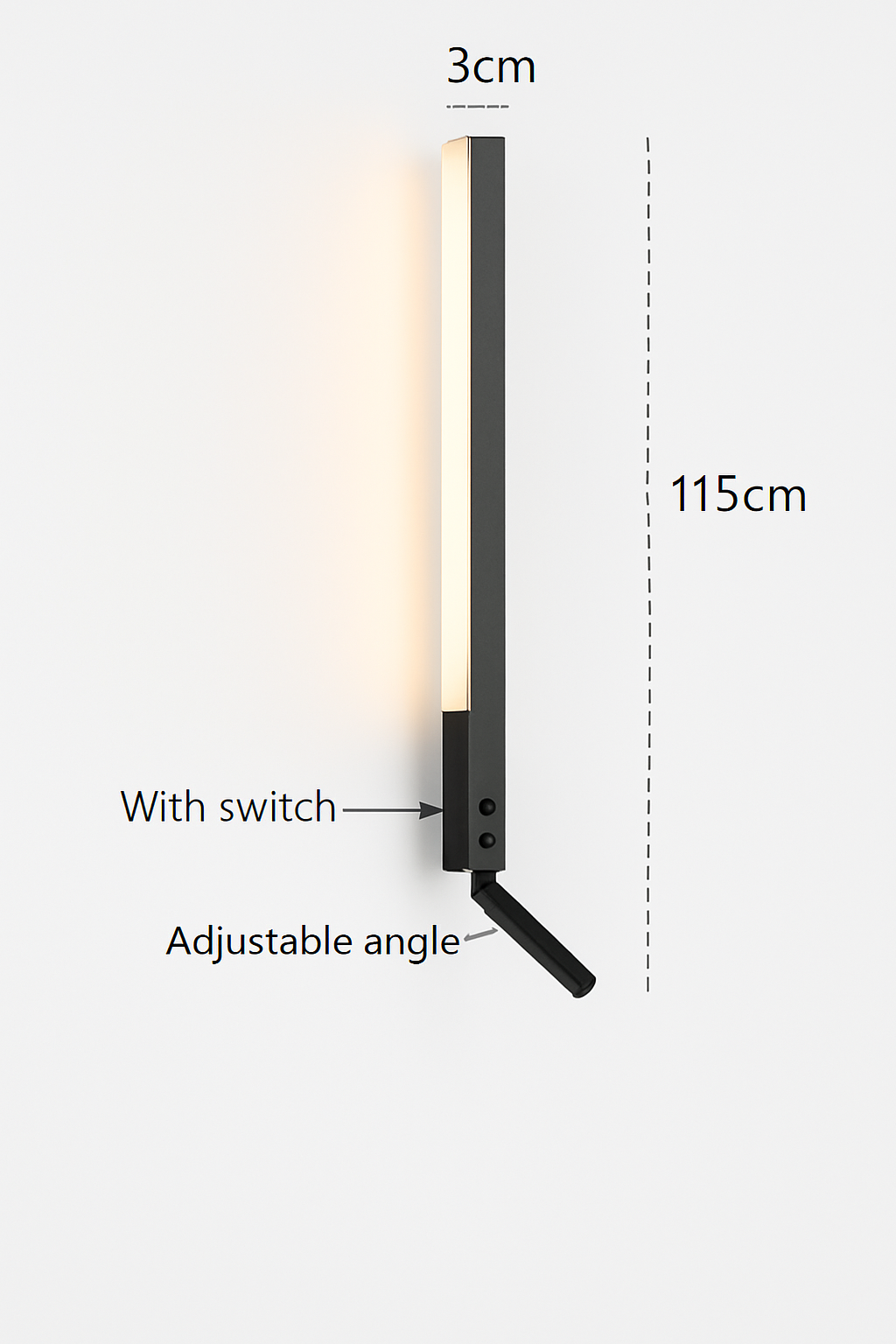 applique murale led minimaliste avec interrupteur angle réglable 3000k - vue 12 sur 18