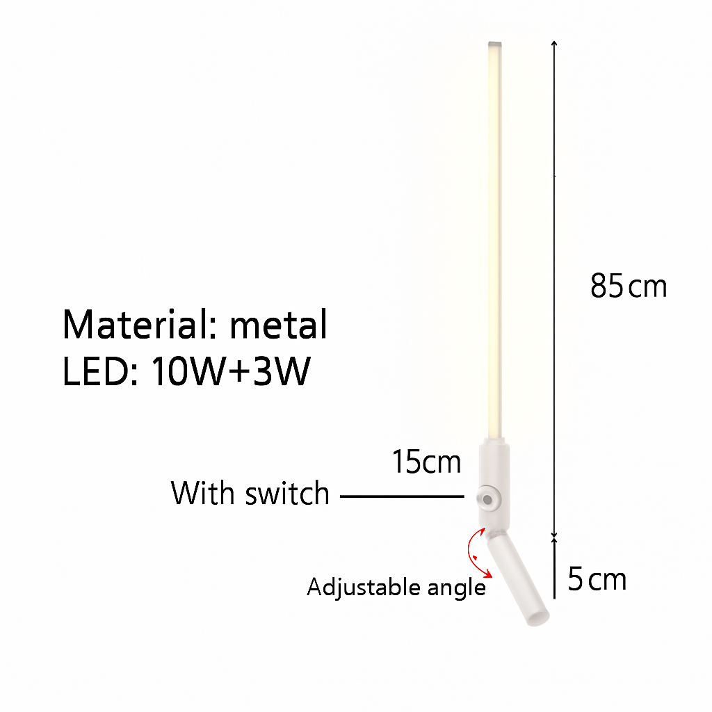 applique murale led minimaliste avec interrupteur angle réglable 3000k