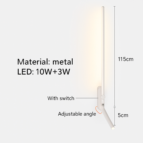 applique murale led minimaliste avec interrupteur angle réglable 3000k - vue 10 sur 18