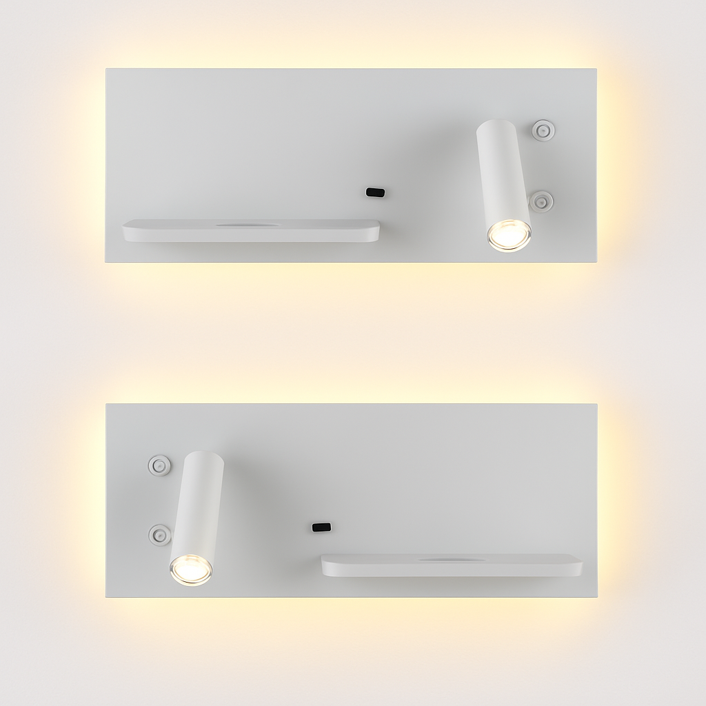 applique murale led moderne avec chargeur sans fil et rétro-éclairage usb - vue 4 sur 17
