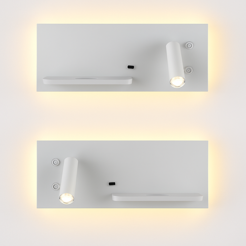 applique murale led moderne avec chargeur sans fil et rétro-éclairage usb - vue 5 sur 17
