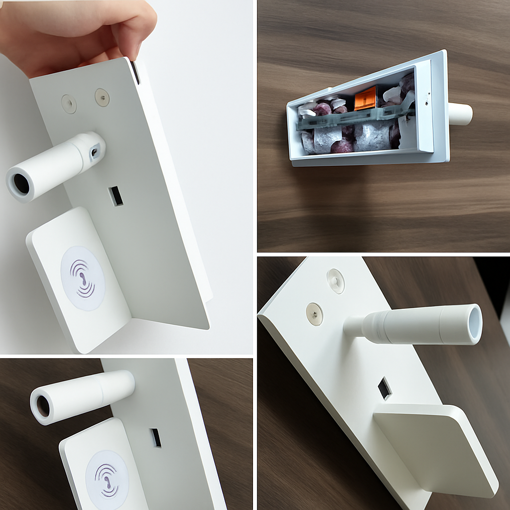 applique murale led moderne avec chargeur sans fil et rétro-éclairage usb - vue 5 sur 17
