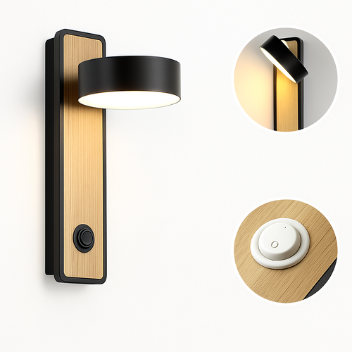 applique murale led moderne avec interrupteur pour lecture - vue 6 sur 8