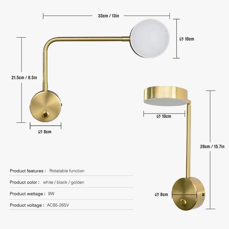 applique murale led moderne avec interrupteur rotative pour décoration maison
