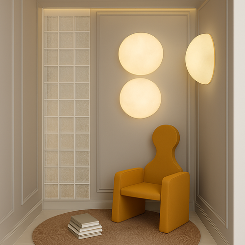 applique murale led moderne demi-cercle décor artistique impression 3d lunaire - vue 3 sur 7