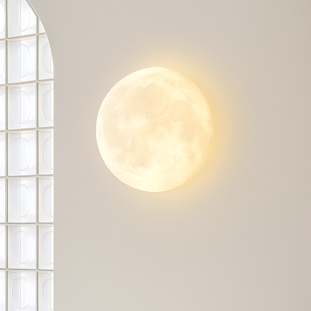 applique murale led moderne demi-cercle décor artistique impression 3d lunaire - vue 5 sur 7