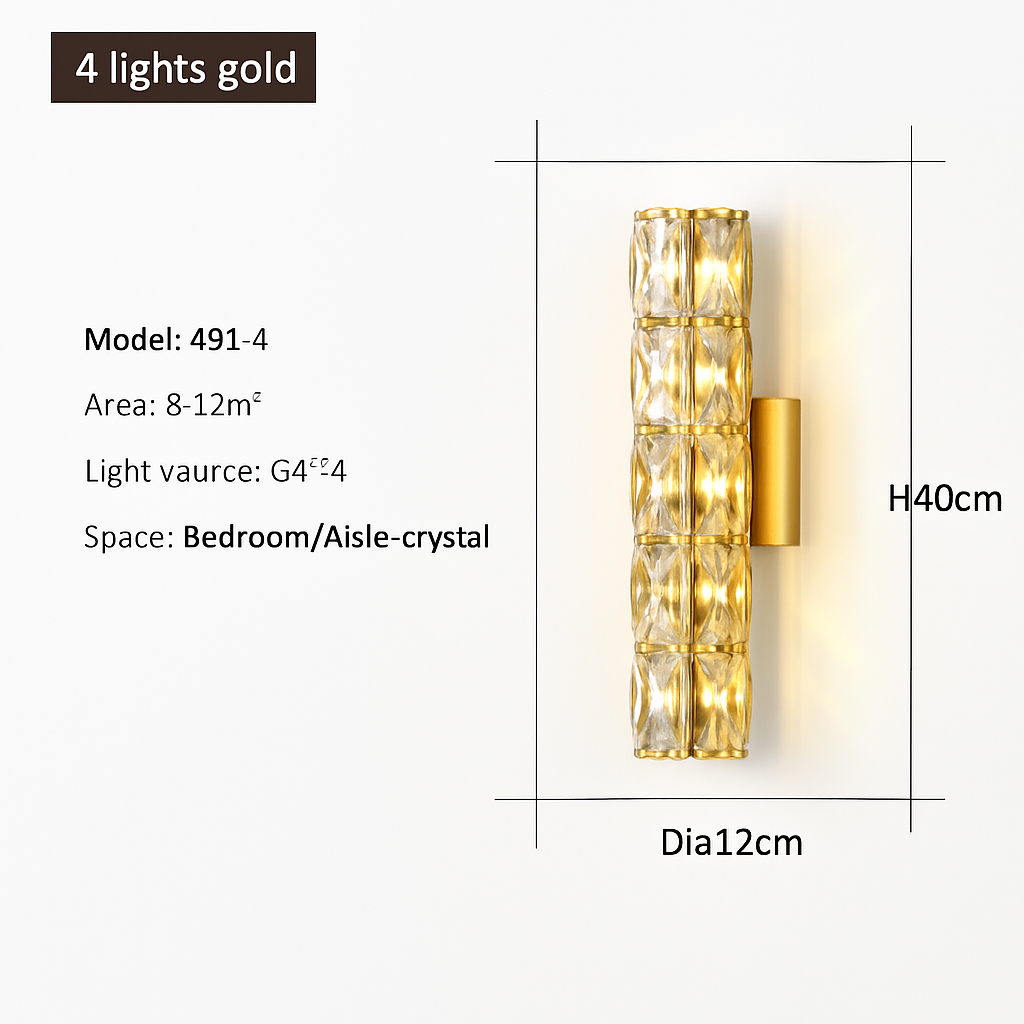 applique murale led moderne en cristal k9 de luxe décorative - vue 13 sur 19